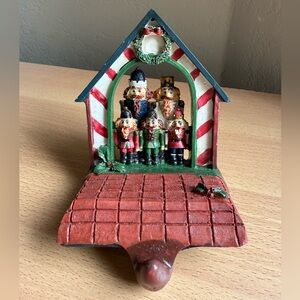 Vintage Hand Painted Nutcracker Stocking Hanger Cast Iron Christmas Holiday